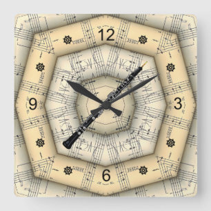 Oboe ~ Strange Musical Design ~ Unique ~ Quadratische Wanduhr