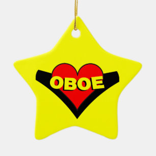 Oboe über Herz Keramik Ornament