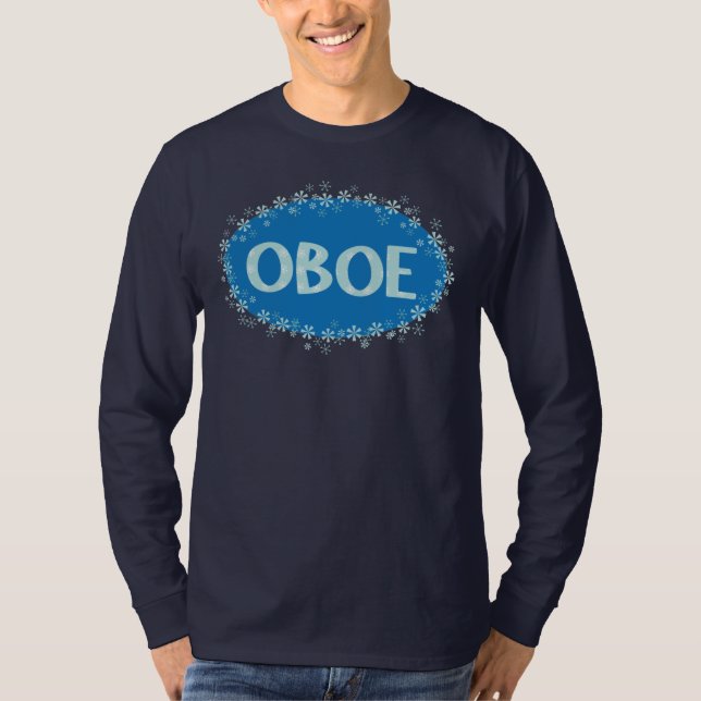 Oboe Winter Snowflakes T-Shirt (Vorderseite)
