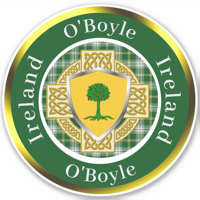 O'Boyle Shield & Celtic Cross Personalisiert Aufkleber (Vorderseite)