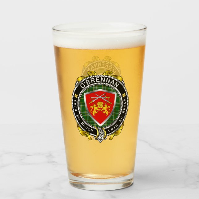 O'Brennan/Brennan Irish Shield Beer Glas (Vorne (Gefüllt))
