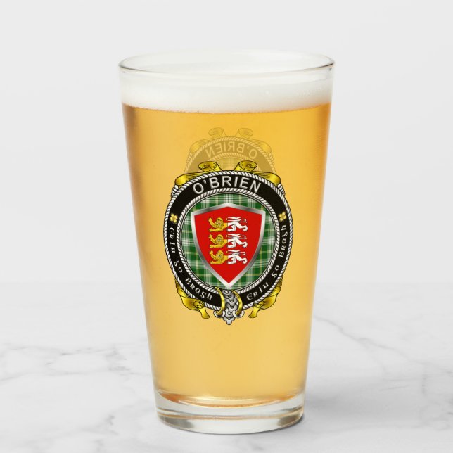 O'Brien/Brien Irish Shield Beer Glass Glas (Vorne (Gefüllt))