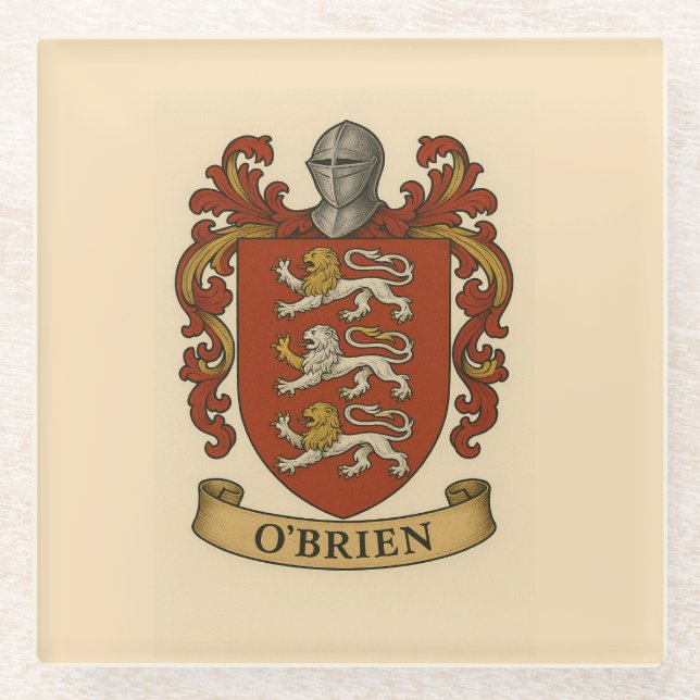 O'Brien Coat of Arms Glass Coaster Glasuntersetzer (Vorderseite)