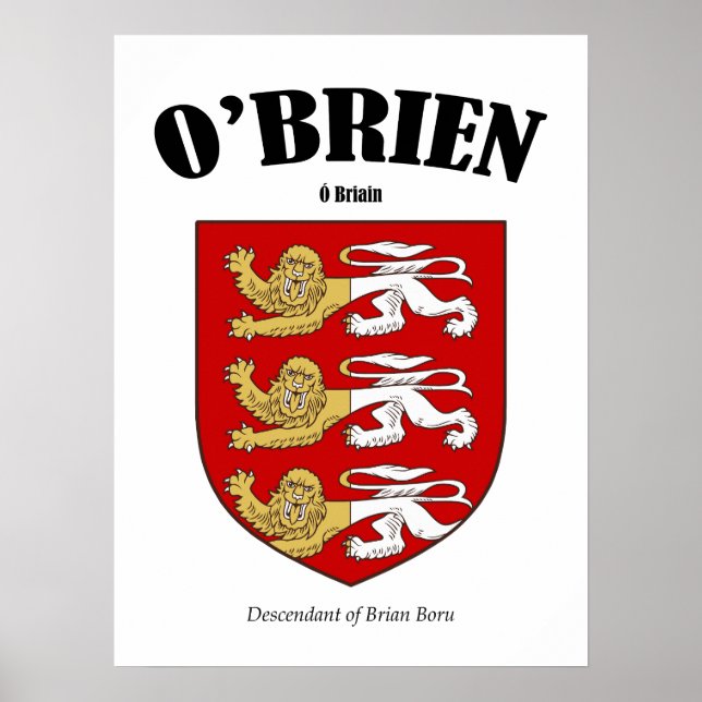 O'Brien Familienwappen Translation & Meaning Poster (Vorne)