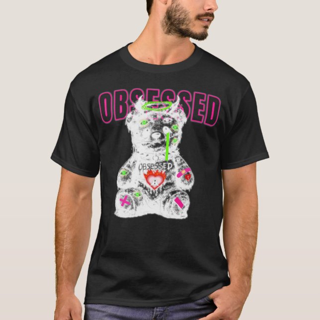 Obsession Dark Teddy Bear Streetwear Tee (Vorderseite)