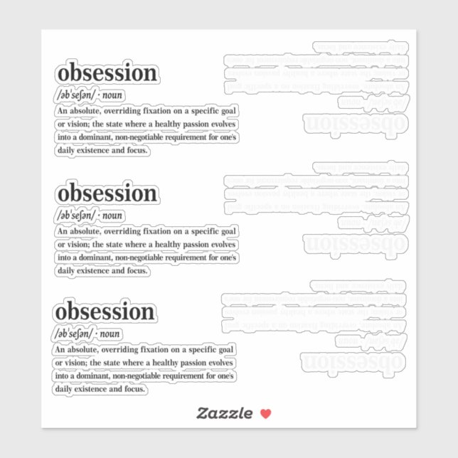 Obsession-Wörterbuch-Definition Ästhetik  Aufkleber (Blatt)
