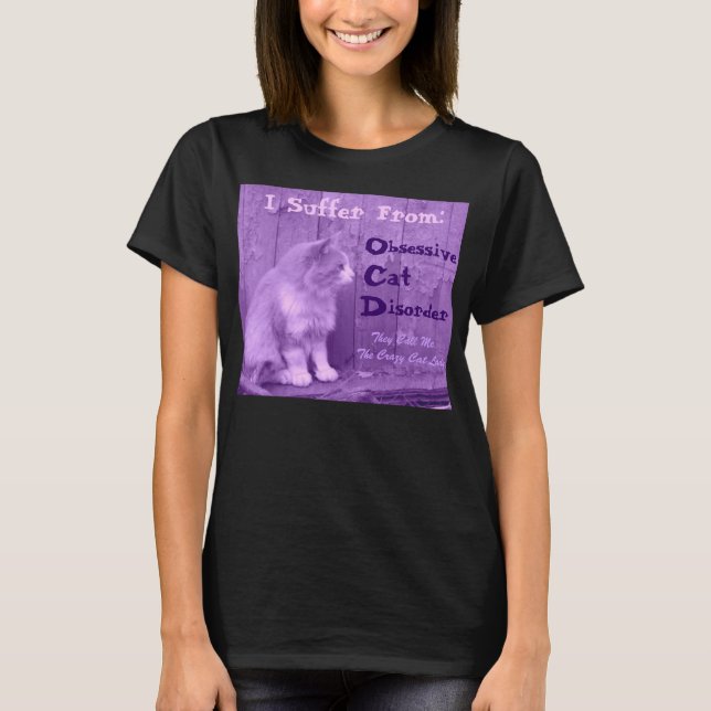 Obsessive Cat Disease Shirt - Lila (Vorderseite)
