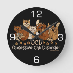 Obsessive Cat-Störung Runde Wanduhr