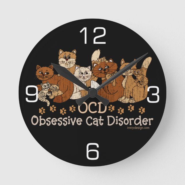 Obsessive Cat-Störung Runde Wanduhr (Vorderseite)
