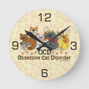 Obsessive Cat-Störung Runde Wanduhr