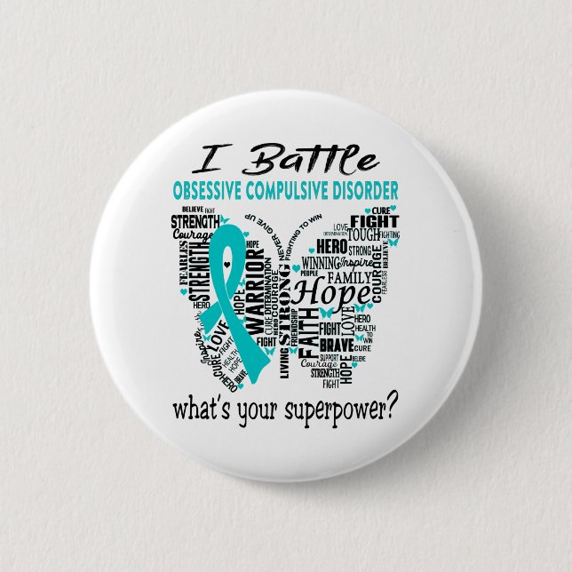 Obsessive Compulsive Disorder Awareness Month Ribb Button (Vorderseite)