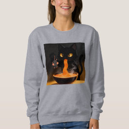 Obsidian Cat & Daring Mouse – Midnight Ramen Feast Sweatshirt