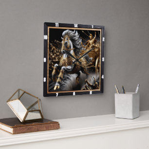 Obsidian Chariot: Blitzschlag Quadratische Wanduhr