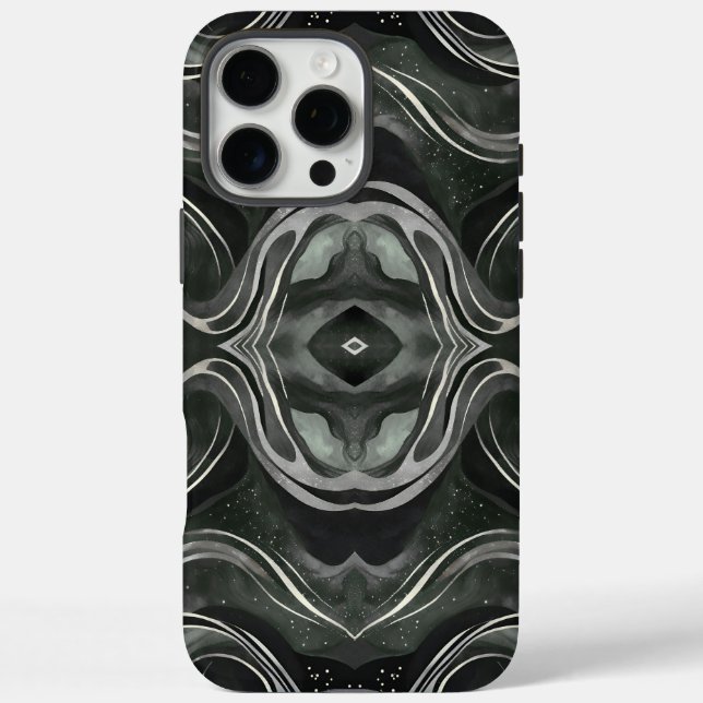 Obsidian Echo | Symmetrischer dunkler Marmorfluss Case-Mate iPhone Hülle (Rückseite)
