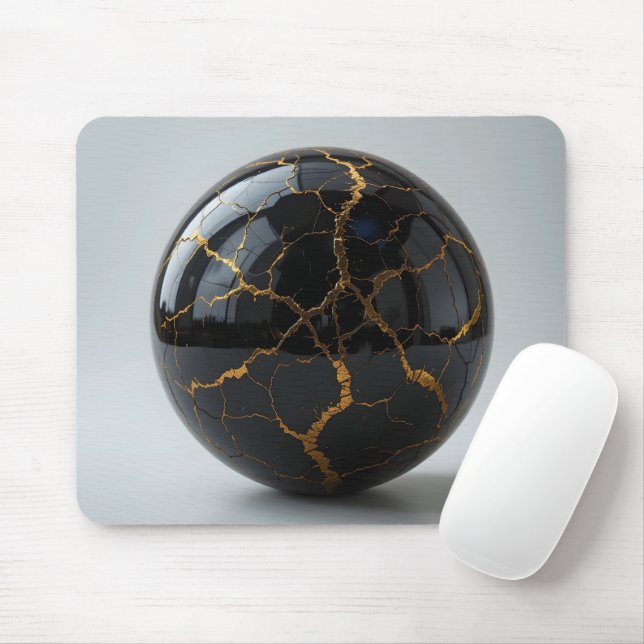 Obsidian Kintsugi Sphere Mousepad (Mit Mouse)