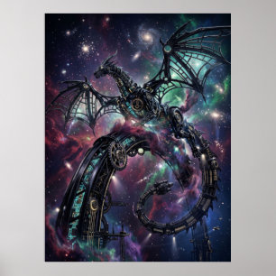 Obsidian Mechanischer Nebel Kunst Poster