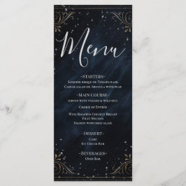 Obsidian Oracle Midnight Elegance Wedding Menu Menükarte