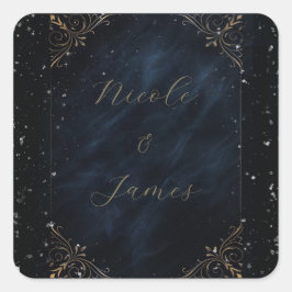 Obsidian Oracle Mitternachts-Eleganz-Hochzeit Quadratischer Aufkleber