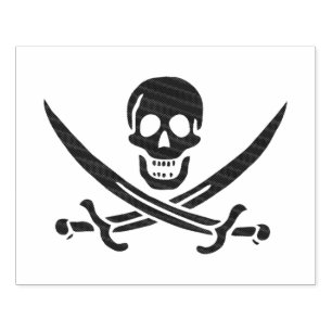 Obsidian-Schädel-Schwerter Piratenflagge von Calic Gummistempel