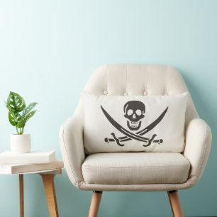 Obsidian-Schädel-Schwerter Piratenflagge von Calic Lendenkissen