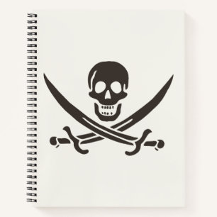 Obsidian-Schädel-Schwerter Piratenflagge von Calic Notizbuch
