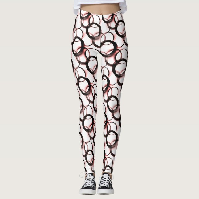 Obsidian-Schleier-Leggings – Monochrome Kreise Leggings (Vorderseite)