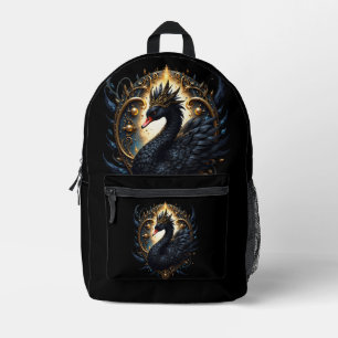 Obsidian-Schwan der stillen Gnade – Dark Fantasy Bedruckter Rucksack