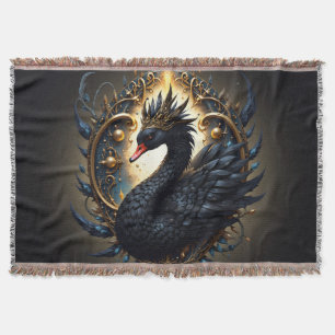 Obsidian-Schwan der stillen Gnade – Dark Fantasy Decke