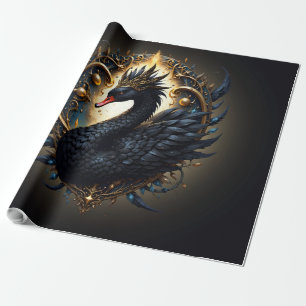 Obsidian-Schwan der stillen Gnade – Dark Fantasy Geschenkpapier