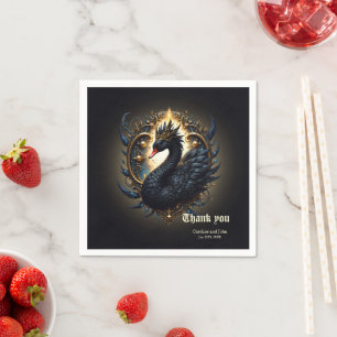 Obsidian-Schwan der stillen Gnade – Dark Fantasy Serviette