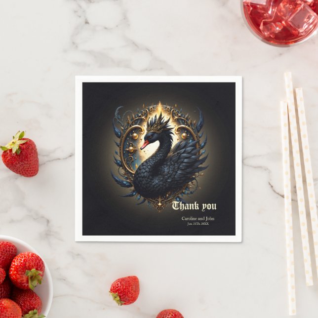 Obsidian-Schwan der stillen Gnade – Dark Fantasy Serviette (Beispiel)