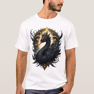 Obsidian-Schwan der stillen Gnade – Dark Fantasy T-Shirt