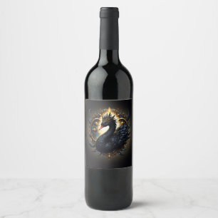 Obsidian-Schwan der stillen Gnade – Dark Fantasy Weinetikett