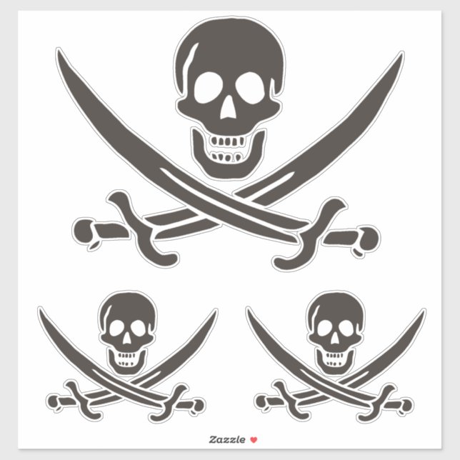 Obsidian Skull Schwerter Pirate Flag Calico Jack Aufkleber (Blatt)