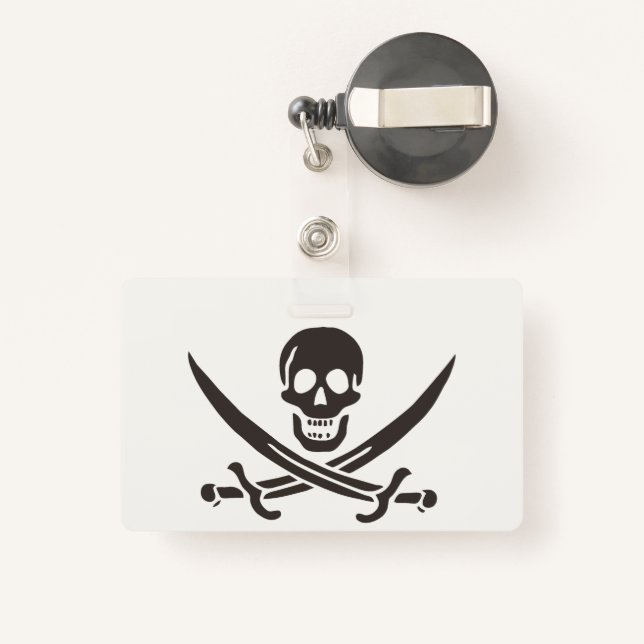 Obsidian Skull Schwerter Pirate Flag Calico Jack Ausweis (Rückseite mit Rechteck)