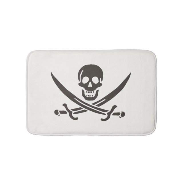 Obsidian Skull Schwerter Pirate Flag Calico Jack Badematte (Vorderseite)