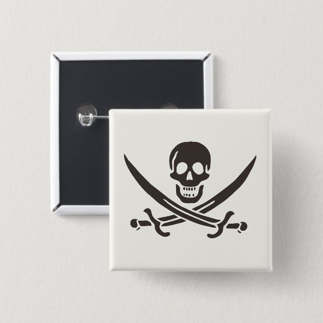 Obsidian Skull Schwerter Pirate Flag Calico Jack Button (Vorne & Hinten)
