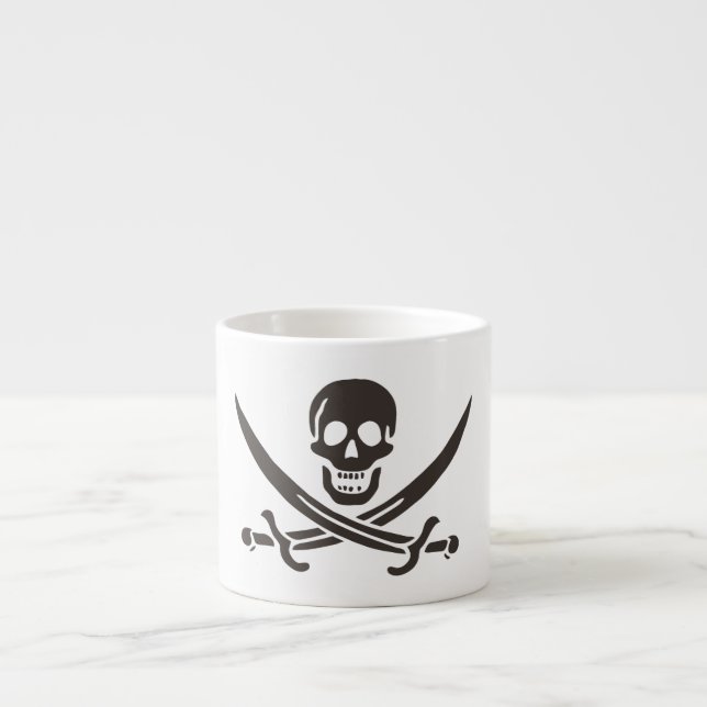 Obsidian Skull Schwerter Pirate Flag Calico Jack Espressotasse (Vorderseite)