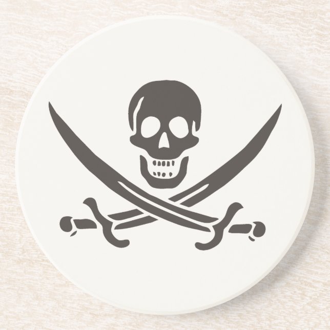 Obsidian Skull Schwerter Pirate Flag Calico Jack Getränkeuntersetzer (Vorne)