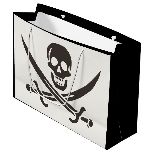 Obsidian Skull Schwerter Pirate Flag Calico Jack Große Geschenktüte (Vorderseite Schrägansicht)
