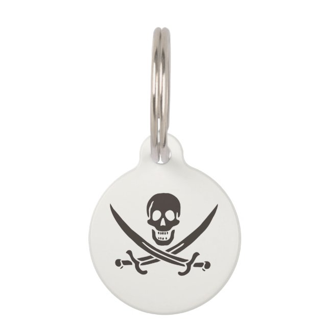 Obsidian Skull Schwerter Pirate Flag Calico Jack Haustiermarke (Vorderseite)