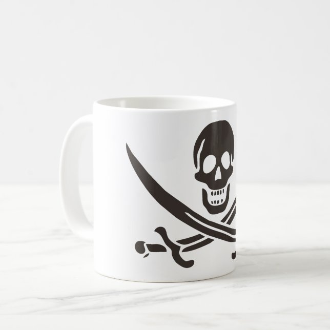Obsidian Skull Schwerter Pirate Flag Calico Jack Kaffeetasse (Vorderseite Links)