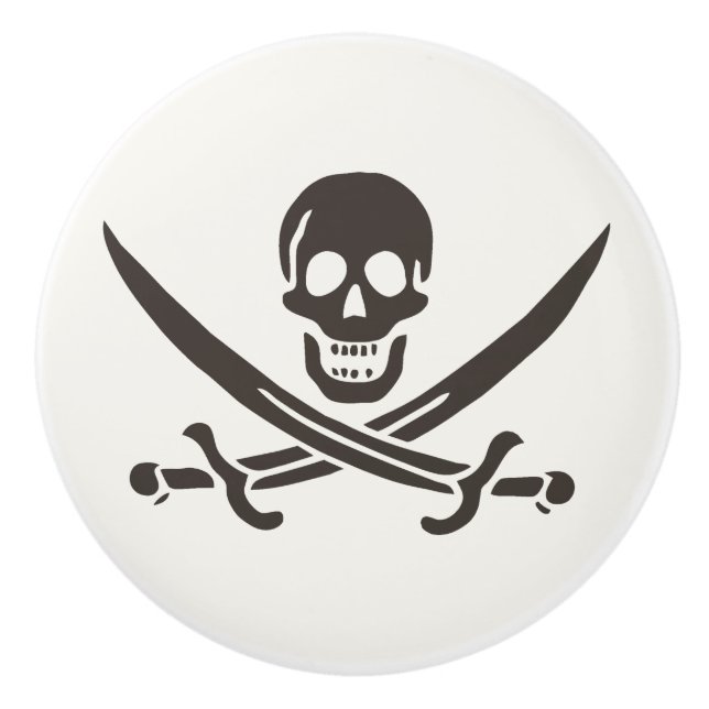 Obsidian Skull Schwerter Pirate Flag Calico Jack Keramikknauf (Vorderseite)