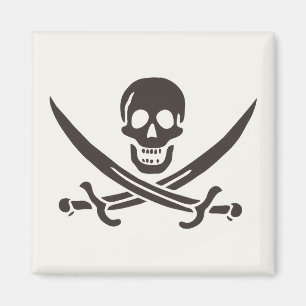 Obsidian Skull Schwerter Pirate Flag Calico Jack Magnet