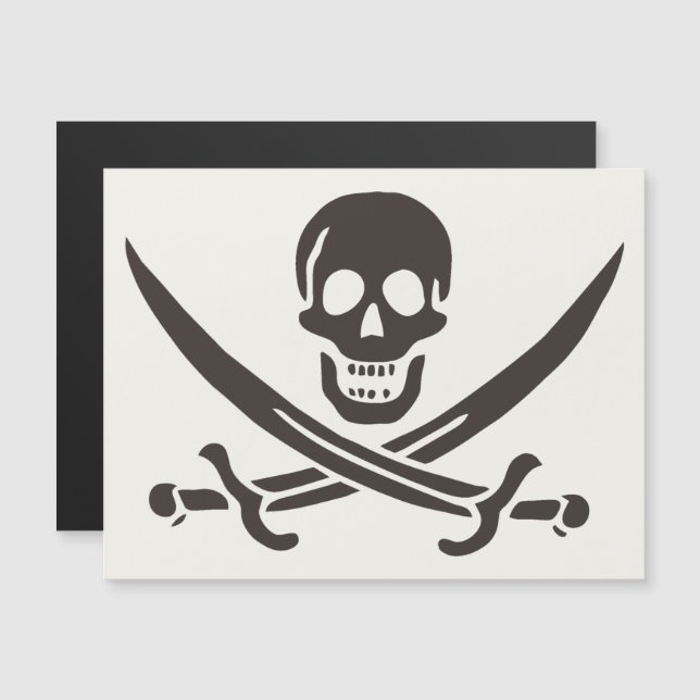Obsidian Skull Schwerter Pirate Flag Calico Jack Magnetkarte (Vorne/Hinten)