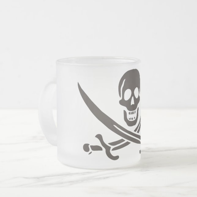 Obsidian Skull Schwerter Pirate Flag Calico Jack Mattglastasse (Vorderseite Links)
