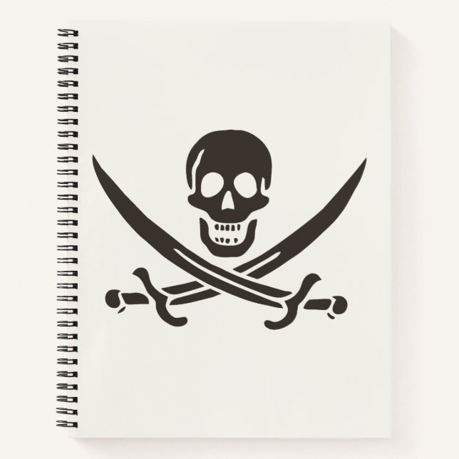 Obsidian Skull Schwerter Pirate Flag Calico Jack Notizbuch (Vorderseite)