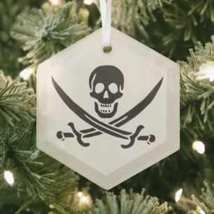 Obsidian Skull Schwerter Pirate Flag Calico Jack Ornament Aus Glas