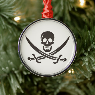 Obsidian Skull Schwerter Pirate Flag Calico Jack Ornament Aus Metall