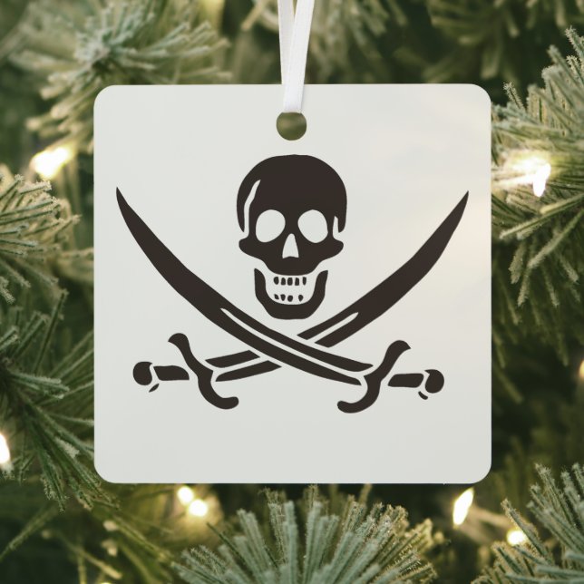 Obsidian Skull Schwerter Pirate Flag Calico Jack Ornament Aus Metall (InSitu)